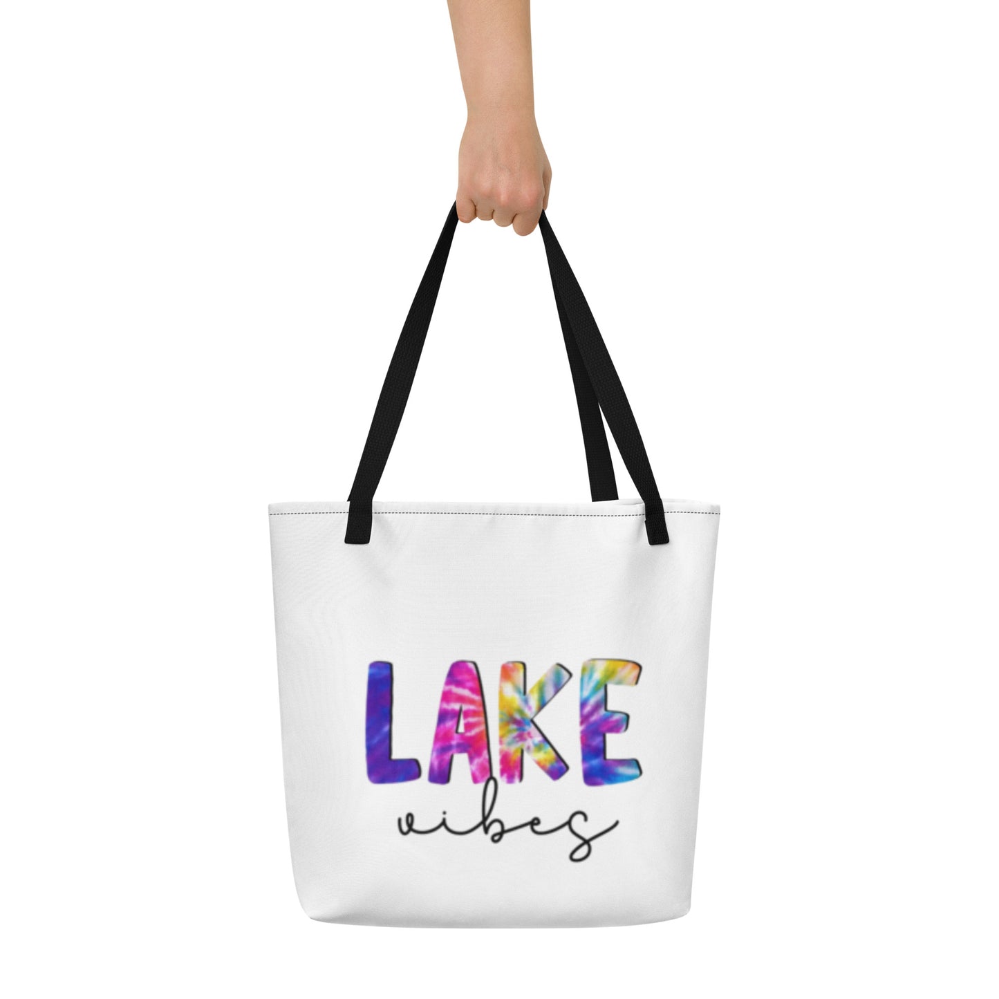 Lake Vibes All-Over Print Large Tote Bag
