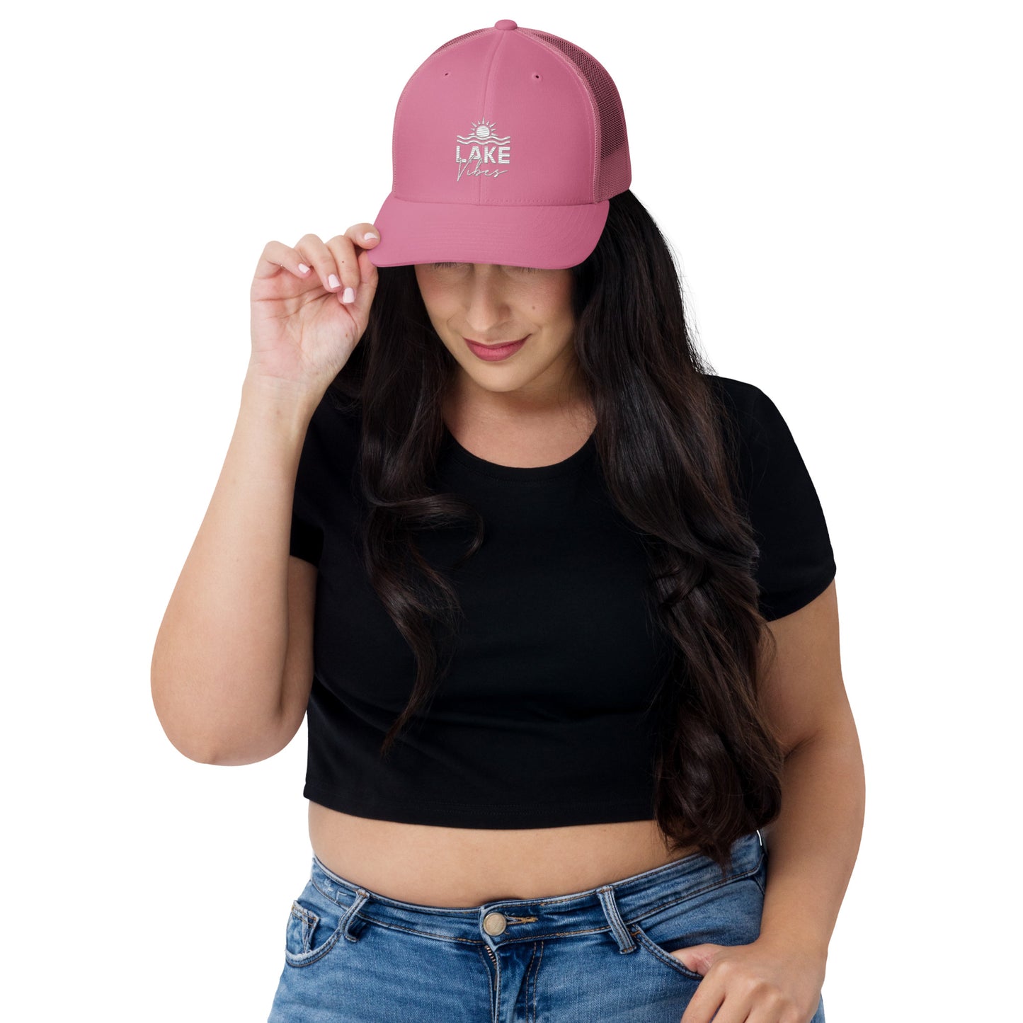 Lake Vibes Pink Trucker Cap