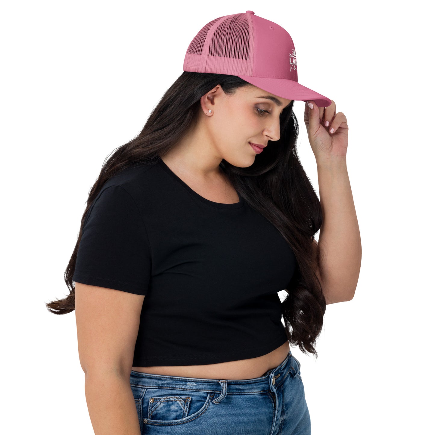 Lake Vibes Pink Trucker Cap