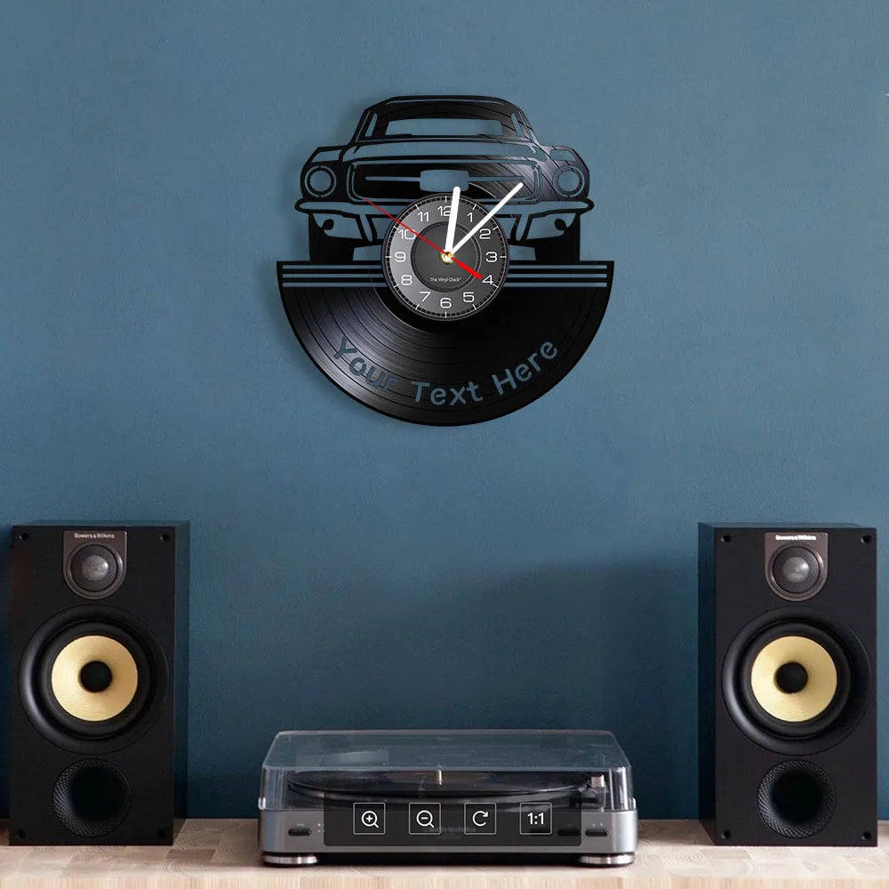 Auto Service Wall Art Garage Wall Clock Custom Your Name Number On The Clock Your Personalised Wall Clock Made Of Vinyl Record