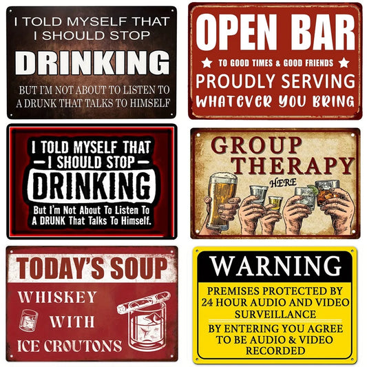 Funny Vintage Metal Tin Signs, Absolut Vodka Plates, Group Therapy Wall Art, Home Open Bar, Club Man Cave Decor, A118