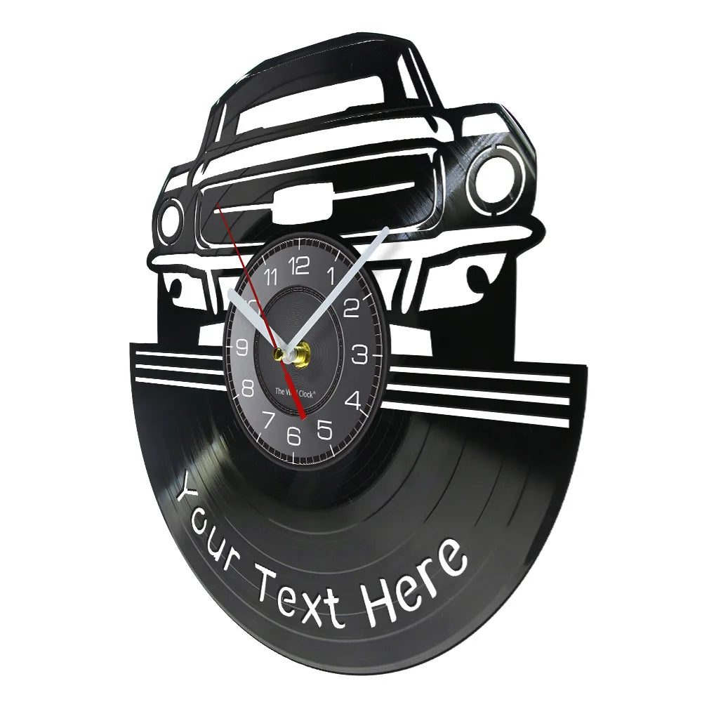 Auto Service Wall Art Garage Wall Clock Custom Your Name Number On The Clock Your Personalised Wall Clock Made Of Vinyl Record