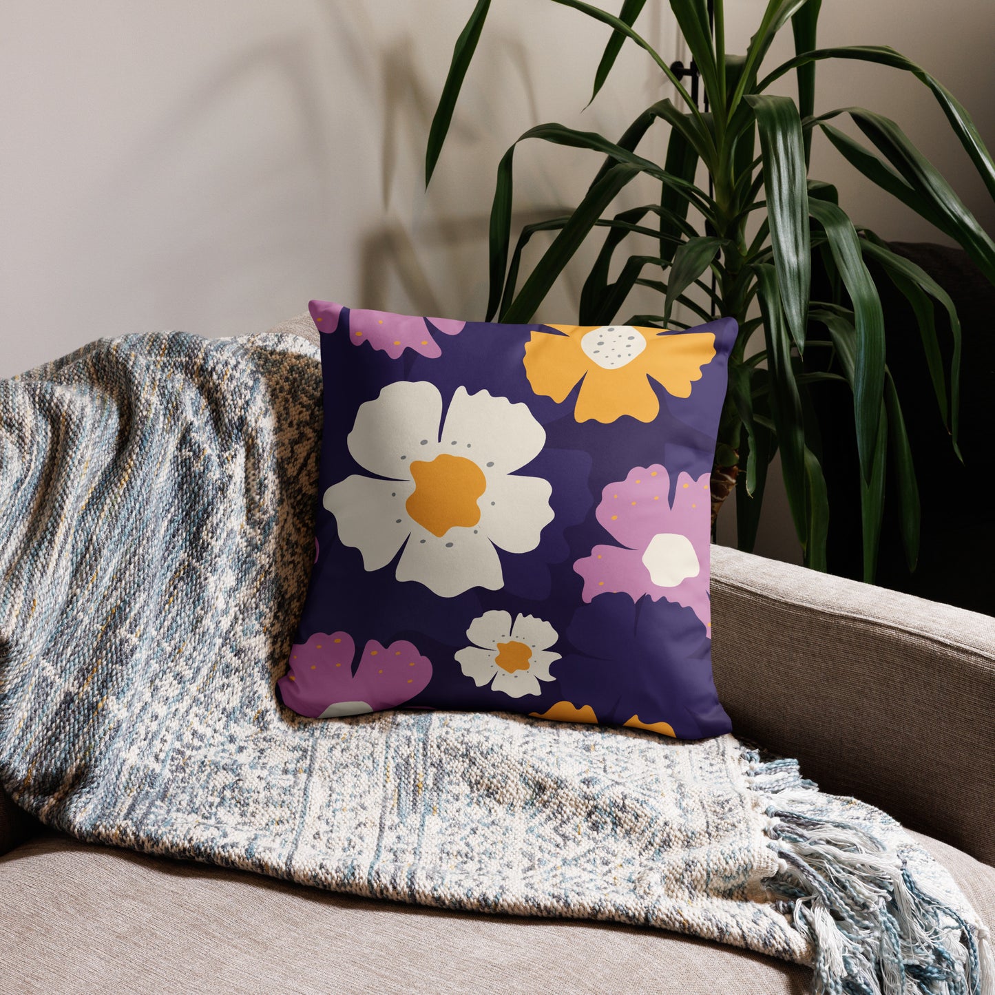 Purple Floral Basic Pillow