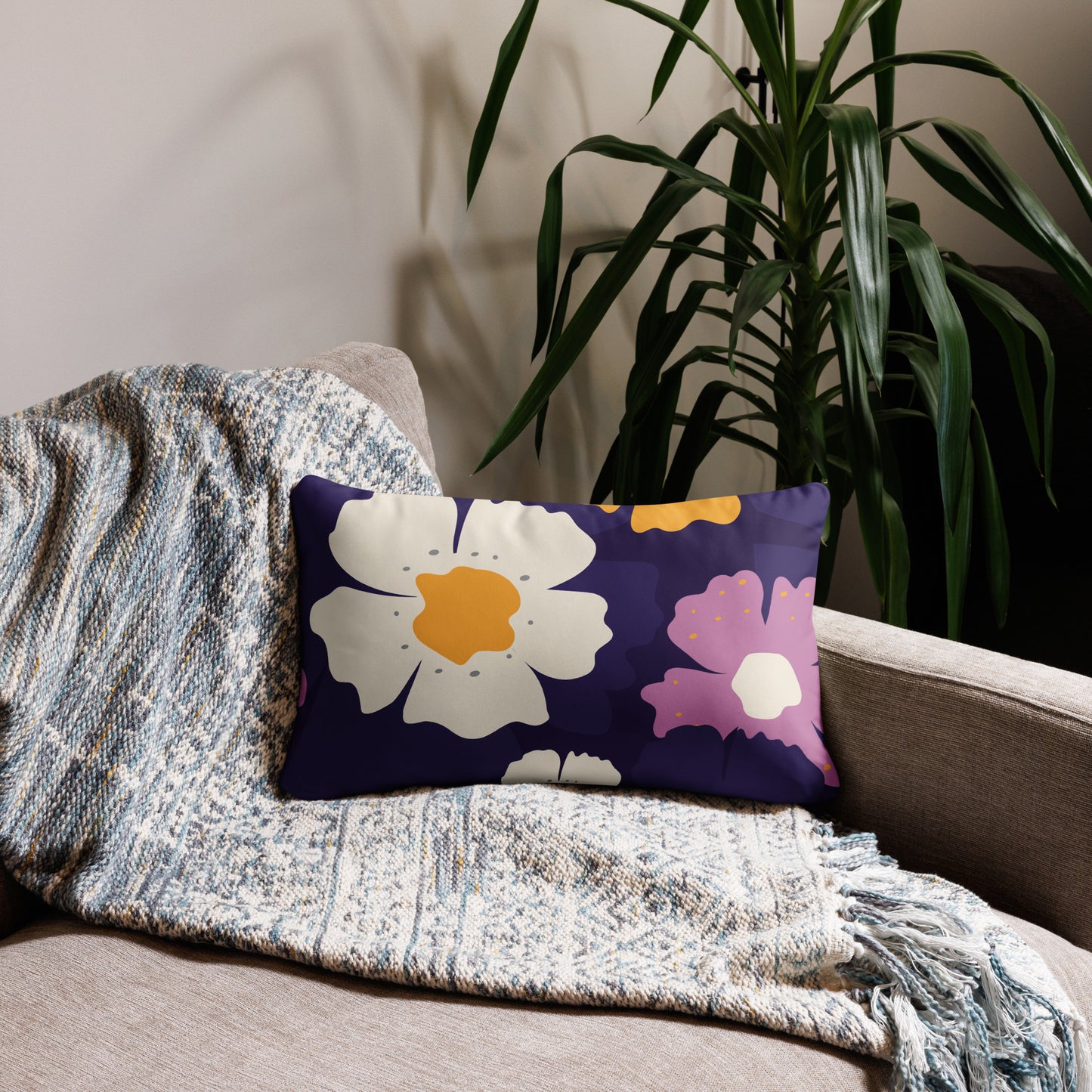 Purple Floral Basic Pillow