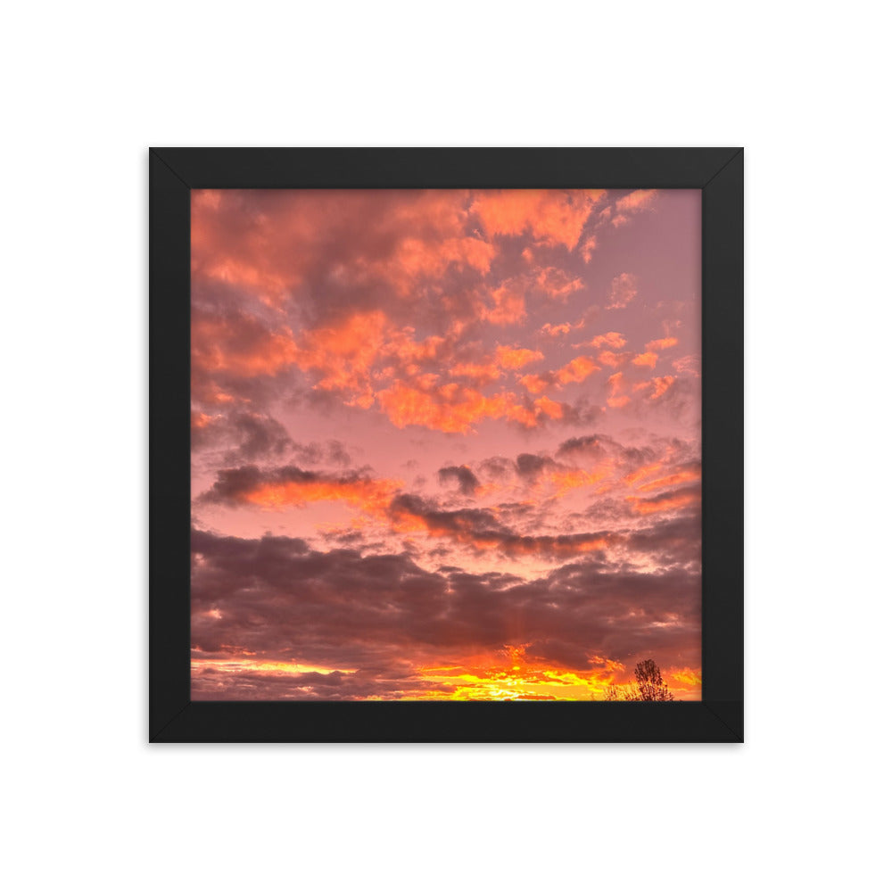 Pink & Purple Sunset Framed photo paper poster