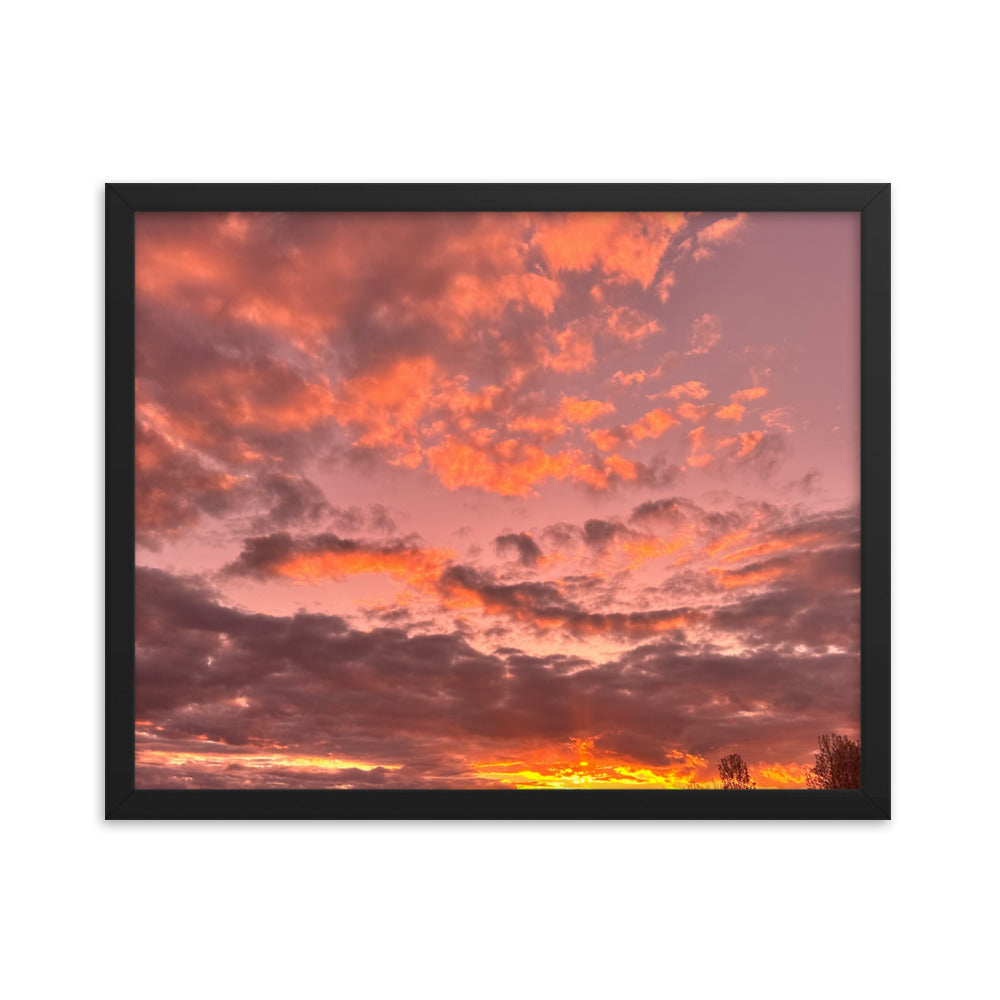 Pink & Purple Sunset Framed photo paper poster