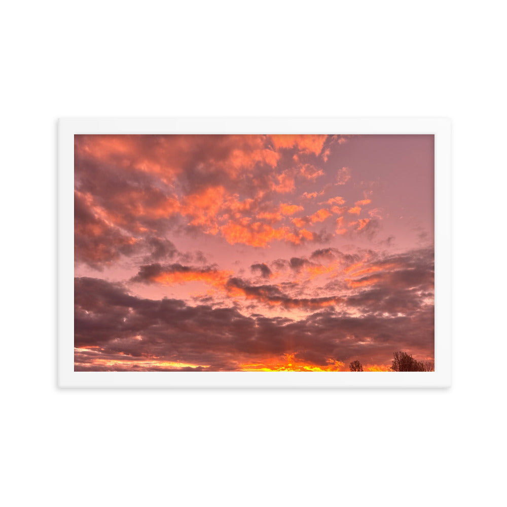 Pink & Purple Sunset Framed photo paper poster