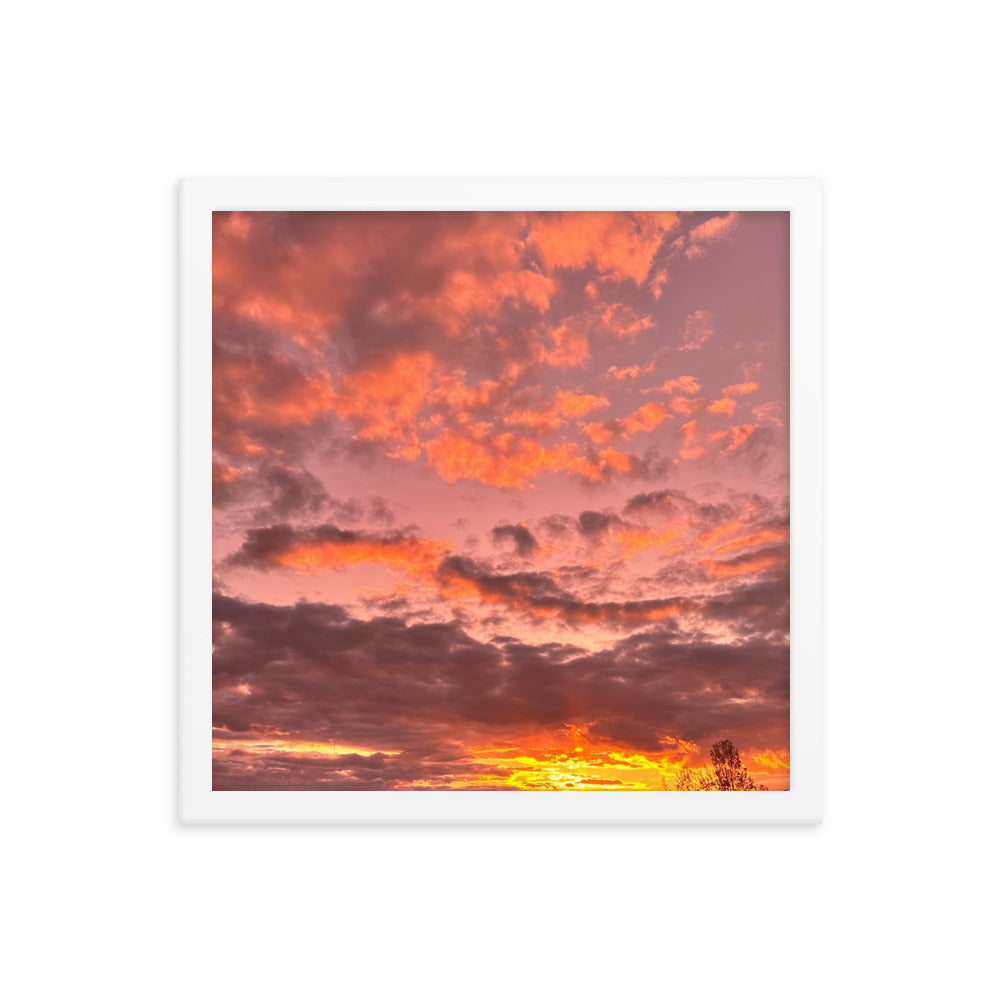 Pink & Purple Sunset Framed photo paper poster