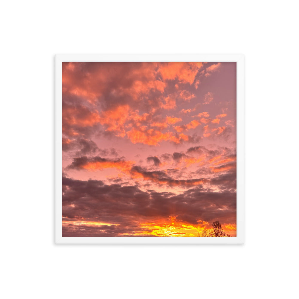 Pink & Purple Sunset Framed photo paper poster