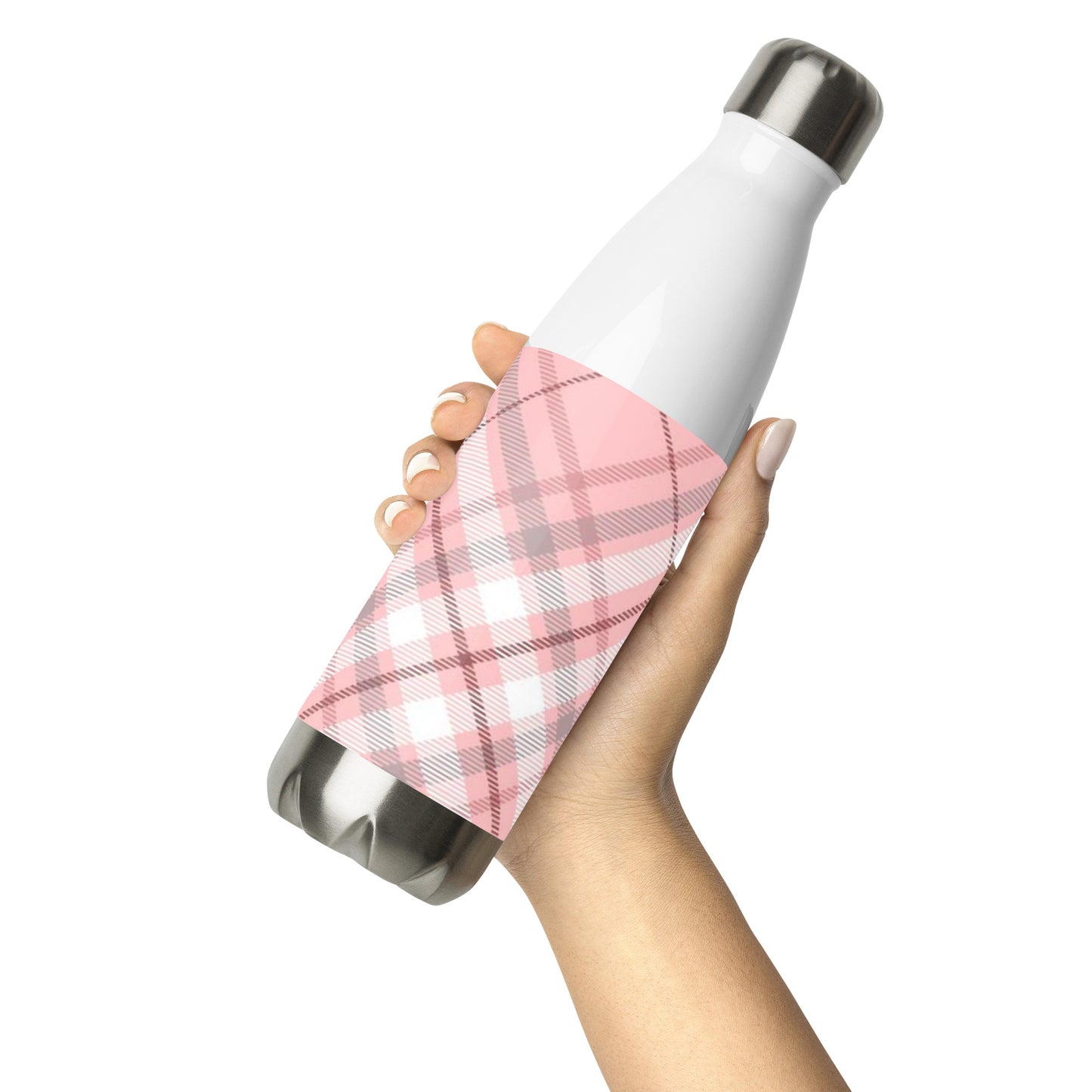 Pink Plaid Stainless steel water bottle