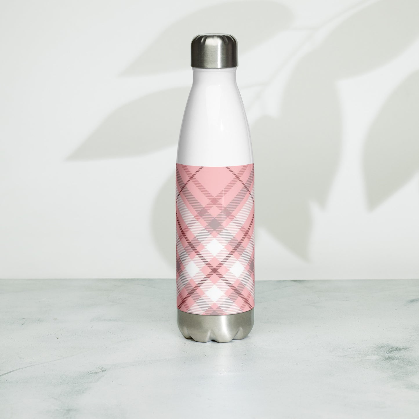 Pink Plaid Stainless steel water bottle