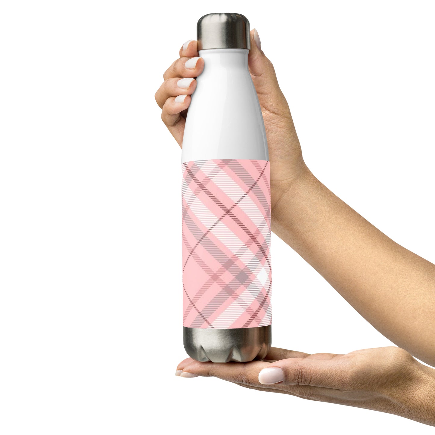 Pink Plaid Stainless steel water bottle